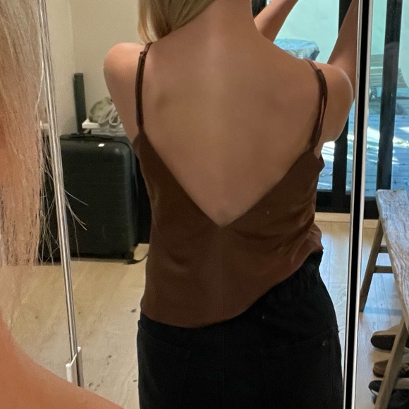 L’Academie Katlyn Brown Silk cowl neck Cami sz M - Picture 7 of 8